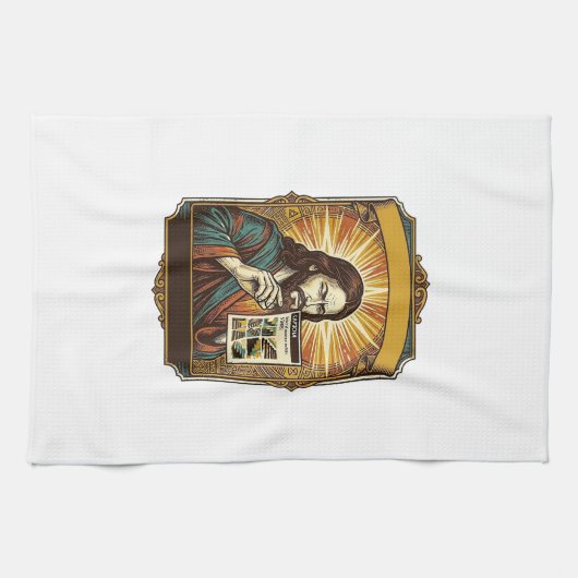 Jesus unscharfe Treppe Captcha-Test Tech-Sicherhei Geschirrtuch (Horizontal)
