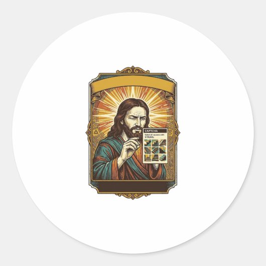 Jesus unscharfe Treppe Captcha-Test Tech-Sicherhei Runder Aufkleber (Vorderseite)