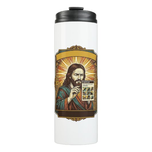 Jesus unscharfe Treppe Captcha-Test Tech-Sicherhei Thermosbecher (Vorderseite)