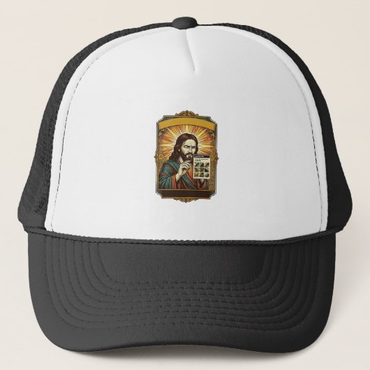 Jesus unscharfe Treppe Captcha-Test Tech-Sicherhei Truckerkappe (Vorderseite)