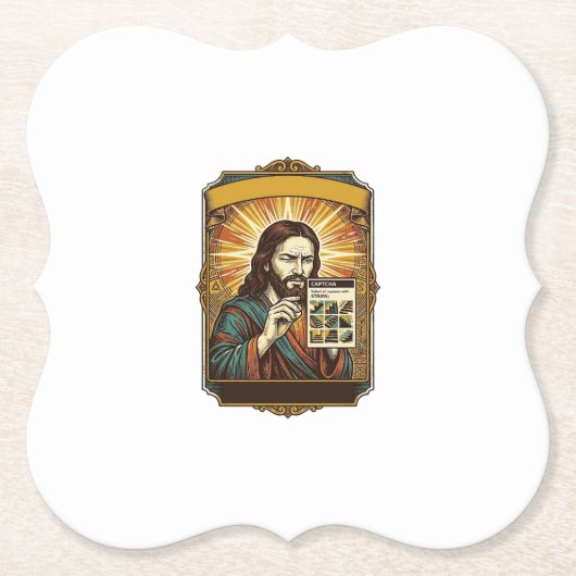 Jesus unscharfe Treppe Captcha-Test Tech-Sicherhei Untersetzer (Vorderseite)