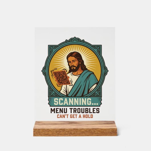 Jesus unscharfer QR-Code wird nicht scannen Menü T Acrylschild (Vorderseite)