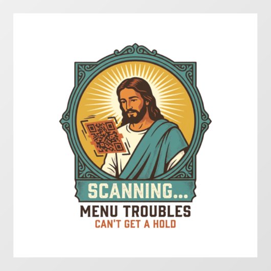 Jesus unscharfer QR-Code wird nicht scannen Menü T Fensteraufkleber (Blatt)