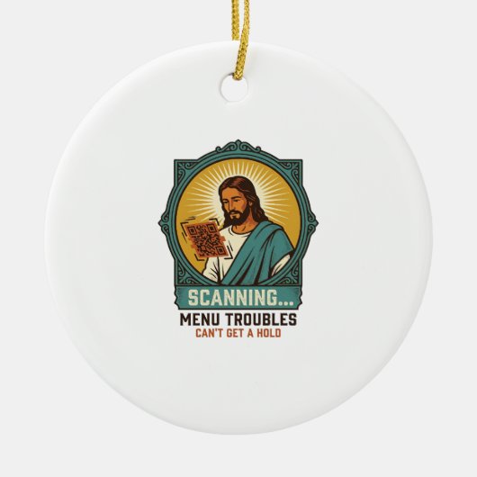 Jesus unscharfer QR-Code wird nicht scannen Menü T Keramik Ornament (Vorne)