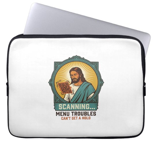 Jesus unscharfer QR-Code wird nicht scannen Menü T Laptopschutzhülle (Vorderseite)