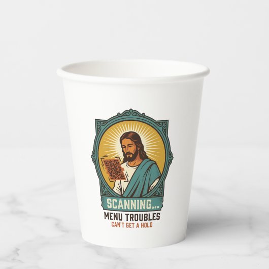 Jesus unscharfer QR-Code wird nicht scannen Menü T Pappbecher (Vorderseite)