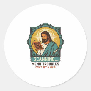 Jesus unscharfer QR-Code wird nicht scannen Menü T Runder Aufkleber