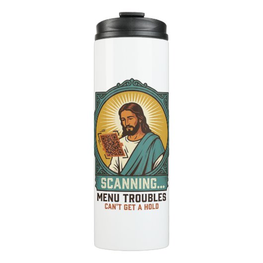 Jesus unscharfer QR-Code wird nicht scannen Menü T Thermosbecher (Vorderseite)