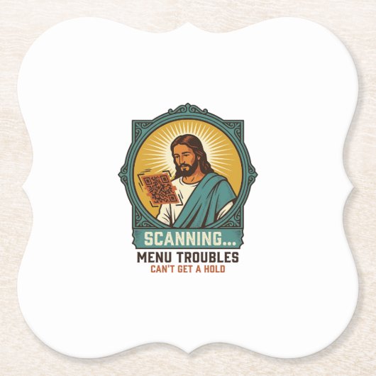 Jesus unscharfer QR-Code wird nicht scannen Menü T Untersetzer (Vorderseite)