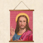 Jesus unser Retter-Hangfeld Wandteppich Mit Holzrahmen