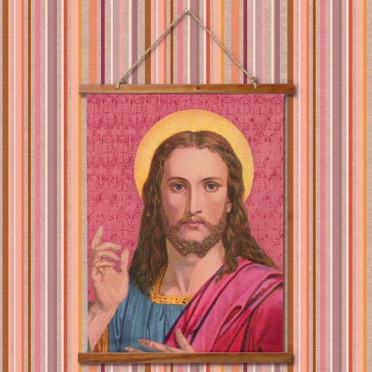 Jesus unser Retter-Hangfeld Wandteppich Mit Holzrahmen