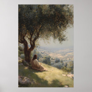 Jesus unter dem Senfbaum-Bibelkunst Christliche Ku Poster