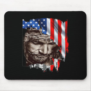 Jesus Usa Flag 4. Juli Unabhängigkeitstag Patrio Mousepad