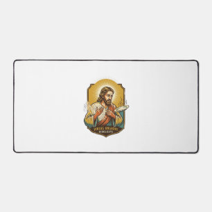 Jesus verbrannte Finger beim Herausnehmen des Tell Schreibtischunterlage