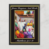 Jesus vergibt und heilen Matthew 9:1-8 schwarz Postkarte (Vorderseite)