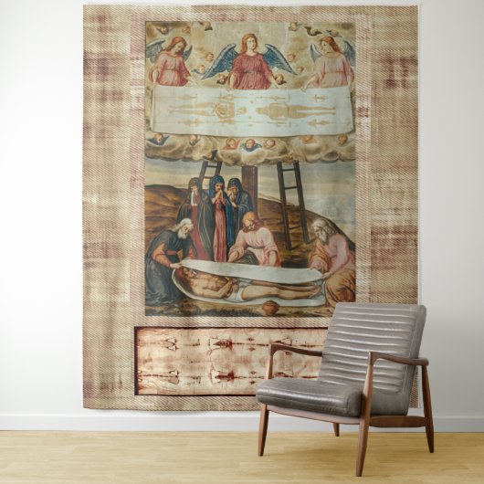 Jesus verkleidet Turin und Abstieg vom Kreuz Wandteppich (Beispiel)