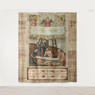 Jesus verkleidet Turin und Abstieg vom Kreuz Wandteppich