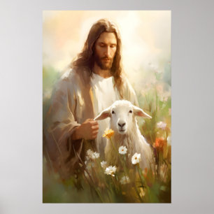 Jesus verlässt die 99 Gleichnis vom verlorenen Sch Poster