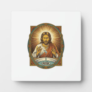 Jesus verlor Kontaktlinse im Badezimmer Waschbecke Fotoplatte