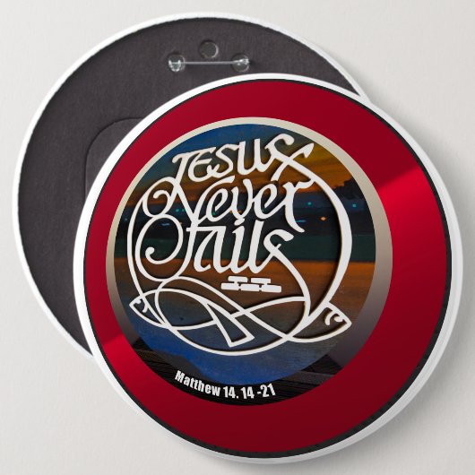 JESUS versage nie herum Button (Vorne & Hinten)