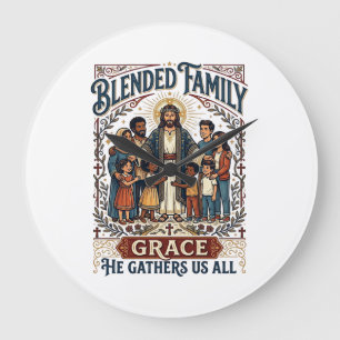 Jesus Verschmolzene Familie Stieffamilie-Shirt Chr Große Wanduhr