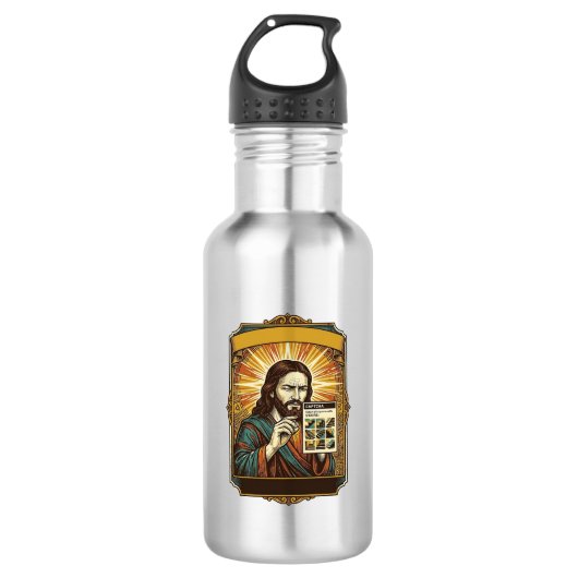 Jesus verschwommene Treppe Captcha-Test Tech-Siche Edelstahlflasche (Vorderseite)