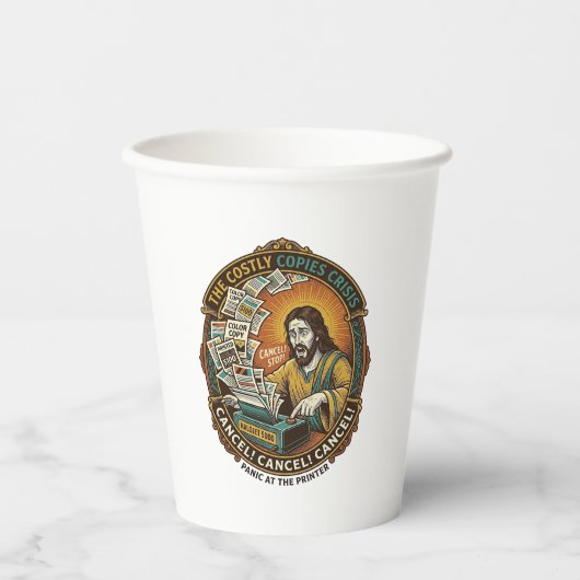 Jesus versehentlicher 100 Farbdrucke Druckerfehler Pappbecher (Vorderseite)