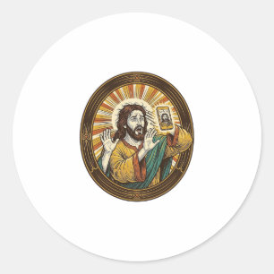 Jesus versehentliches Selfie mit Doppelkinn von de Runder Aufkleber