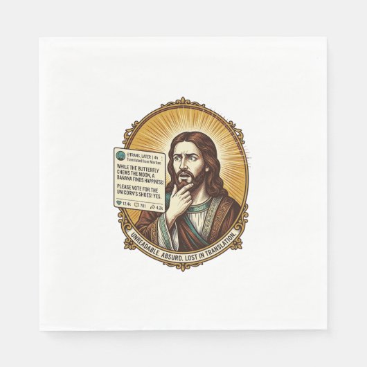 Jesus verwirrt Auto-Übersetzung Post fehlgeschlage Serviette (Vorderseite)