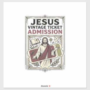Jesus Vintage Ticket Eintritt Jesus Vintage Ticke Aufkleber