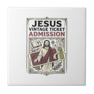 Jesus Vintage Ticket Eintritt Jesus Vintage Ticke Fliese