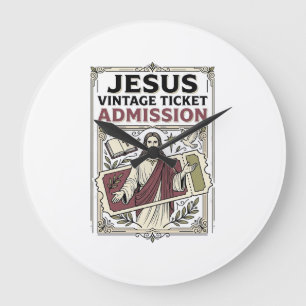 Jesus Vintage Ticket Eintritt Jesus Vintage Ticke Große Wanduhr