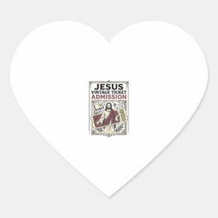 Jesus Vintage Ticket Eintritt Jesus Vintage Ticke Herz-Aufkleber