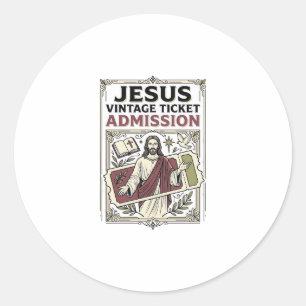 Jesus Vintage Ticket Eintritt Jesus Vintage Ticke Runder Aufkleber