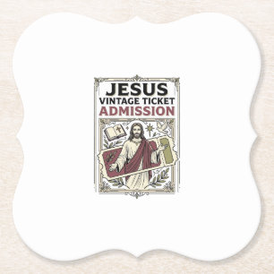 Jesus Vintage Ticket Eintritt Jesus Vintage Ticke Untersetzer