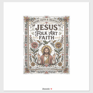 Jesus Volks Kunst Glaube Jesus Volks Kunst Christl Aufkleber