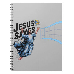 Jesus Volleyball Rette Funny Christlich Faith Notizblock