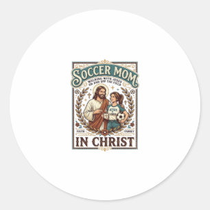 Jesus Volleyball Softball Fußball Vintage-Shirt Ch Runder Aufkleber