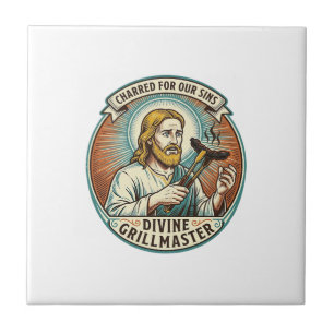 Jesus völlig verbrannter schwarzer Hot Dog BBQ Hum Fliese