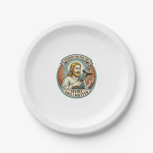Jesus völlig verbrannter schwarzer Hot Dog BBQ Hum Pappteller