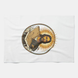 Jesus von leerer Pizzaschachtel getäuscht Party-Es Geschirrtuch