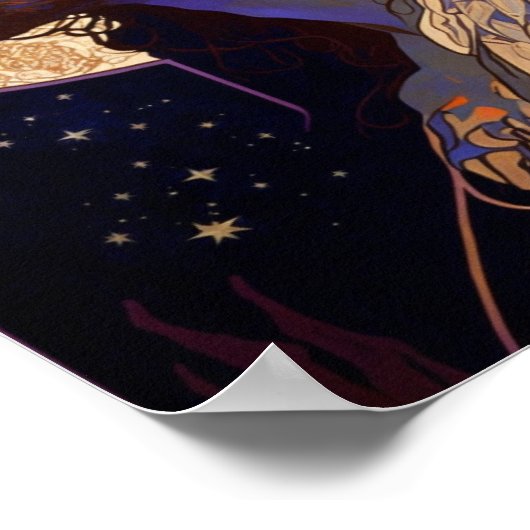 Jesus von Mucha AI Generated Art Poster (Ecke)