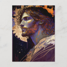 Jesus von Mucha AI Generated Art Postkarte