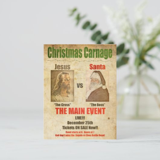 Jesus vs. Santa Feiertagspostkarte (Stehend Vorderseite)