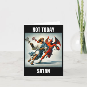 Jesus Vs Satan spielt Lacrosse - nicht heute Satan Karte