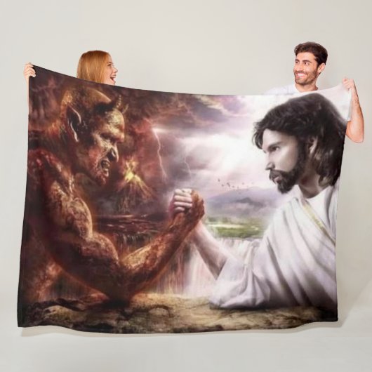 JESUS VS the DEVIL Fleecedecke (Beispiel)