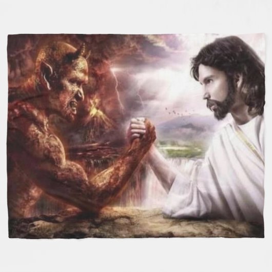 JESUS VS the DEVIL Fleecedecke (Vorderseite (Horizontal))