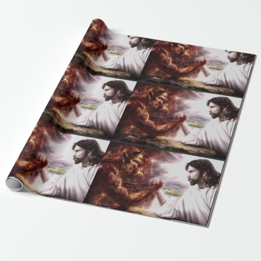JESUS VS the DEVIL Geschenkpapier (Ungerollt)