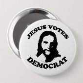 Jesus wählt Demokrat Button (Vorne & Hinten)