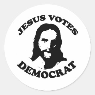 Jesus wählt demokratisch runder aufkleber
